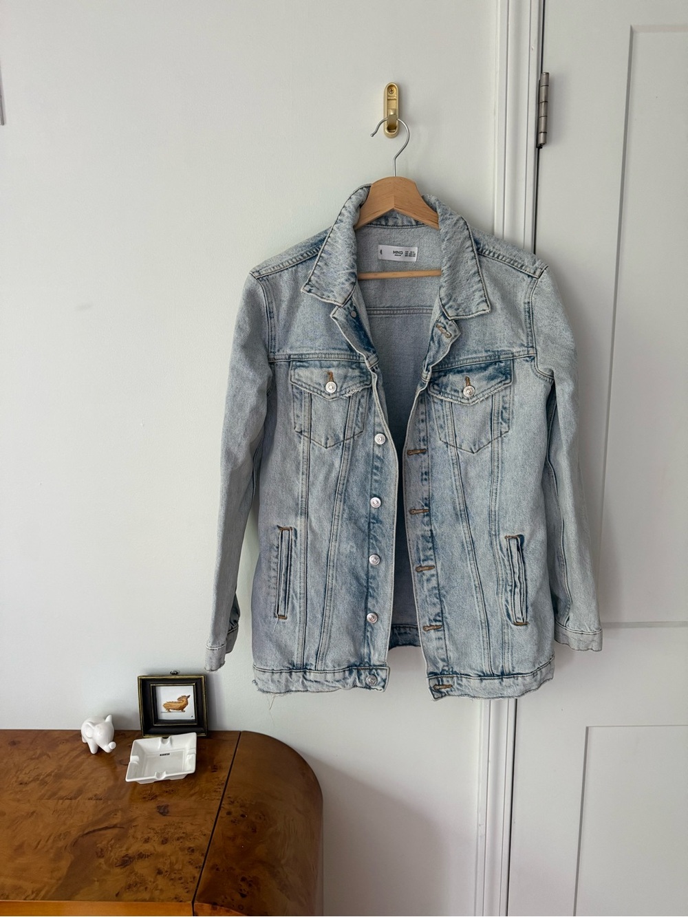Oversize light wash denim jacket size xs/s
